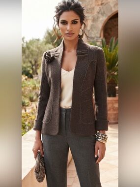 NWT Vintage Italian LO RI  Brown Knit Sweater Blazer Made in Italy